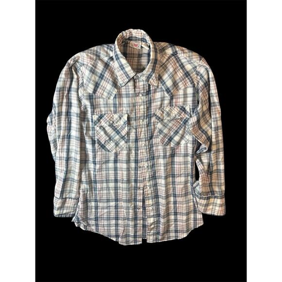 Vintage Levi Strauss Long Sleeve Pearl Snap Western Shirt Men's Size Medium EUC - Picture 1 of 10